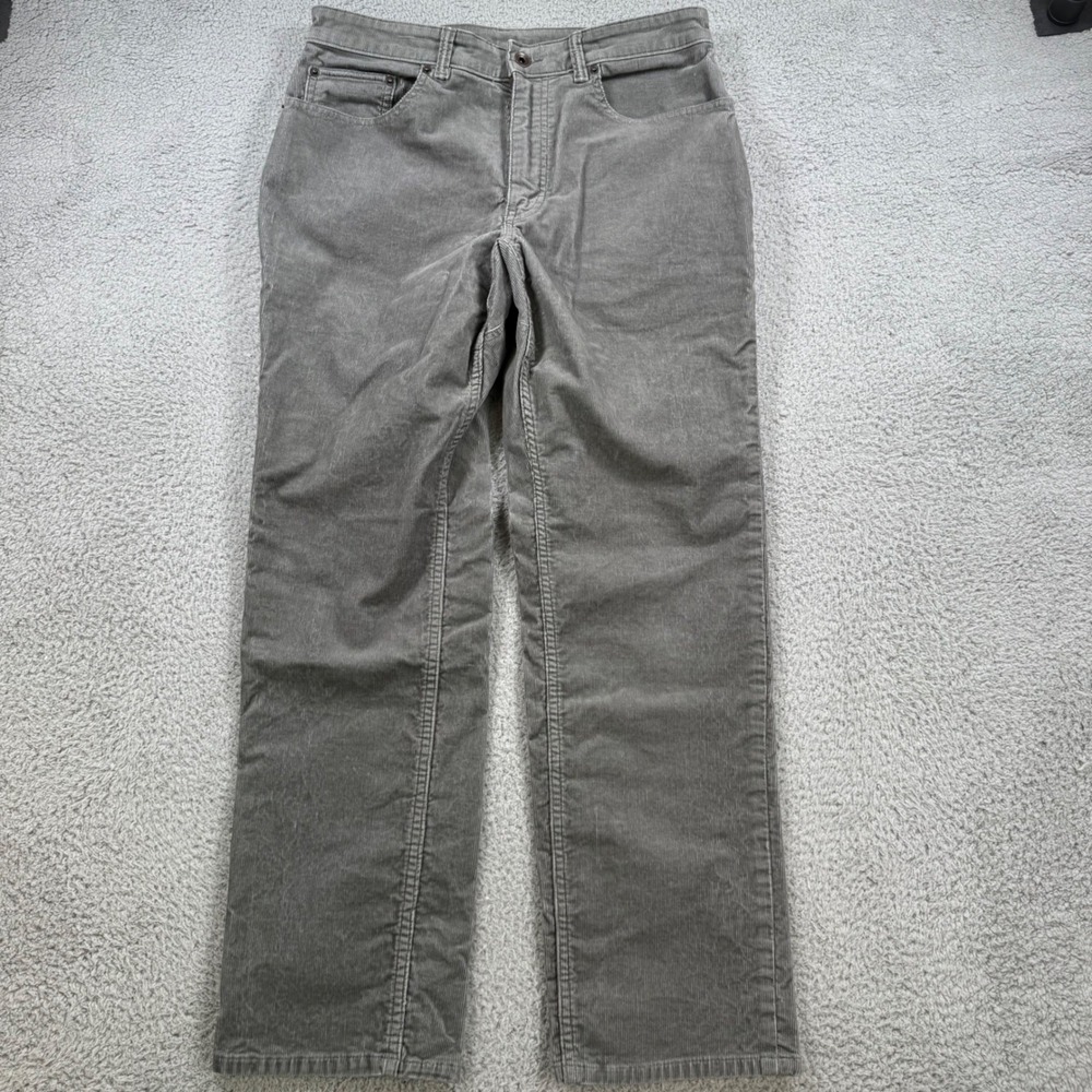 Duluth Trading Co Mens Gray Corduroy Pants 32x29 Standard Fit 5-Pocket Straight